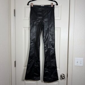 Princess Polly Braden Black Faux Leather Flare Pants Goth Grunge Punk Glam Sz 2